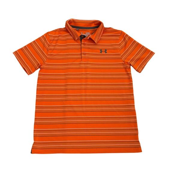 Under Armour Orange Striped Performance Polo Size Youth Large (14/16) - Picture 1 of 2